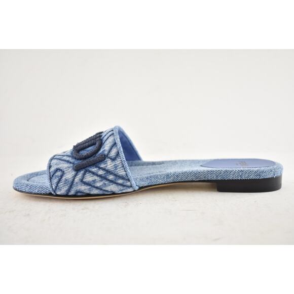 Fendi Blue Denim Signature FF Monogram Logo Mule Slide Flat Flip Flop Sandal 36 - Picture 11 of 15